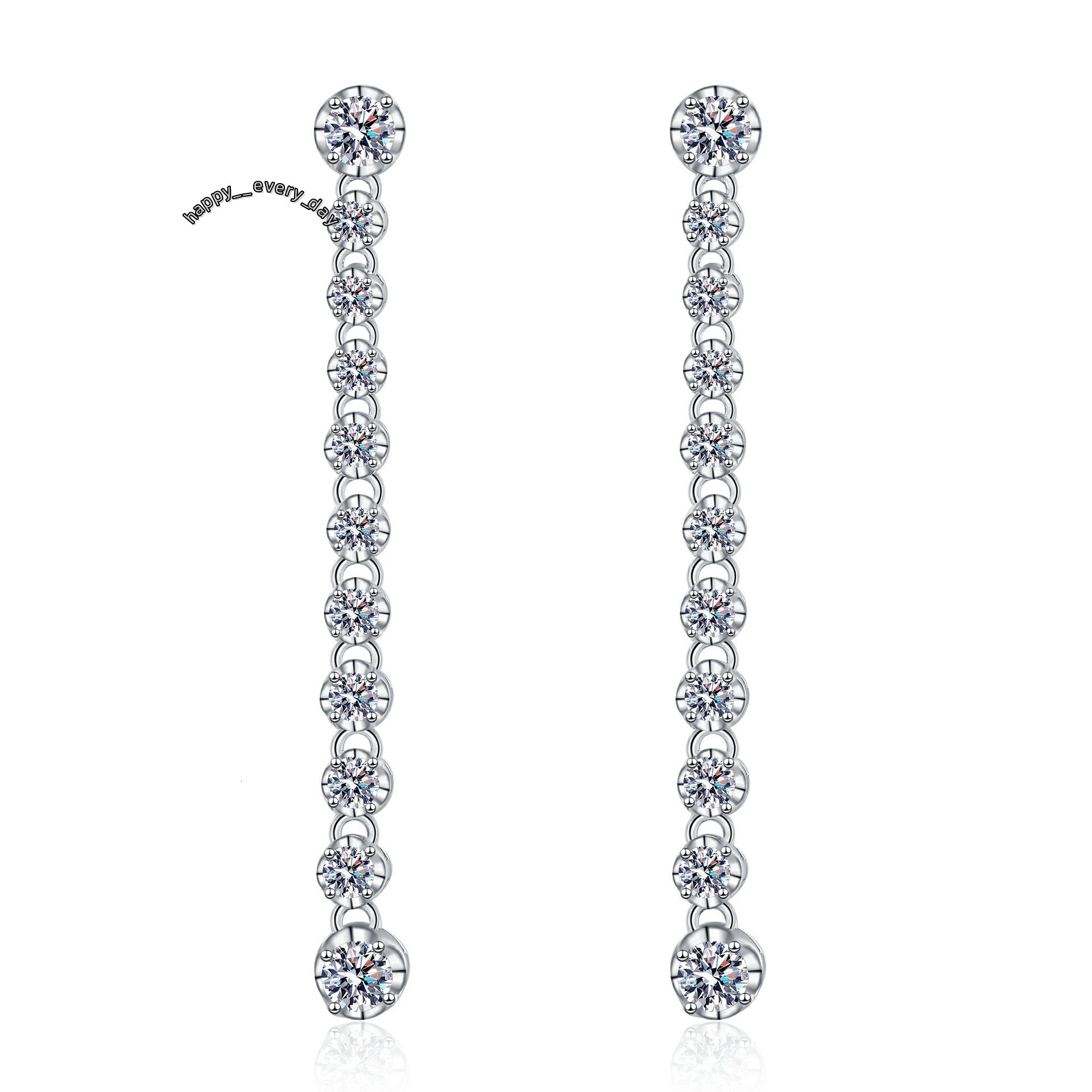 Luxury Factory OEM ODM 925 Sterling Silver Fine Jewelry Round Moissanite Tassel Long Women Wedding Earrings