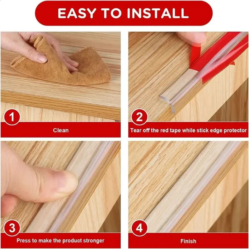 Transparent Table Edge Guard Strip Furniture Corner Protector Strip Self Adhesive Kids Collision Proof Soft Bumper Baby Safety 250530