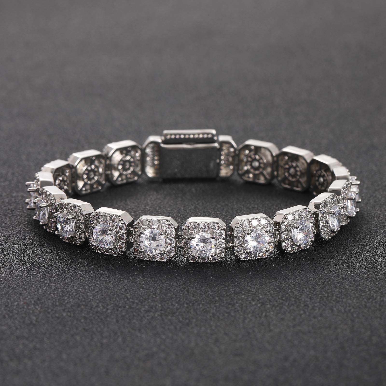Meisa Bracelet 10mm Wide Ice Sugar Chain Moissanite Bracelet Flip Style Mens Bracelet Fashion Accessories moissanite