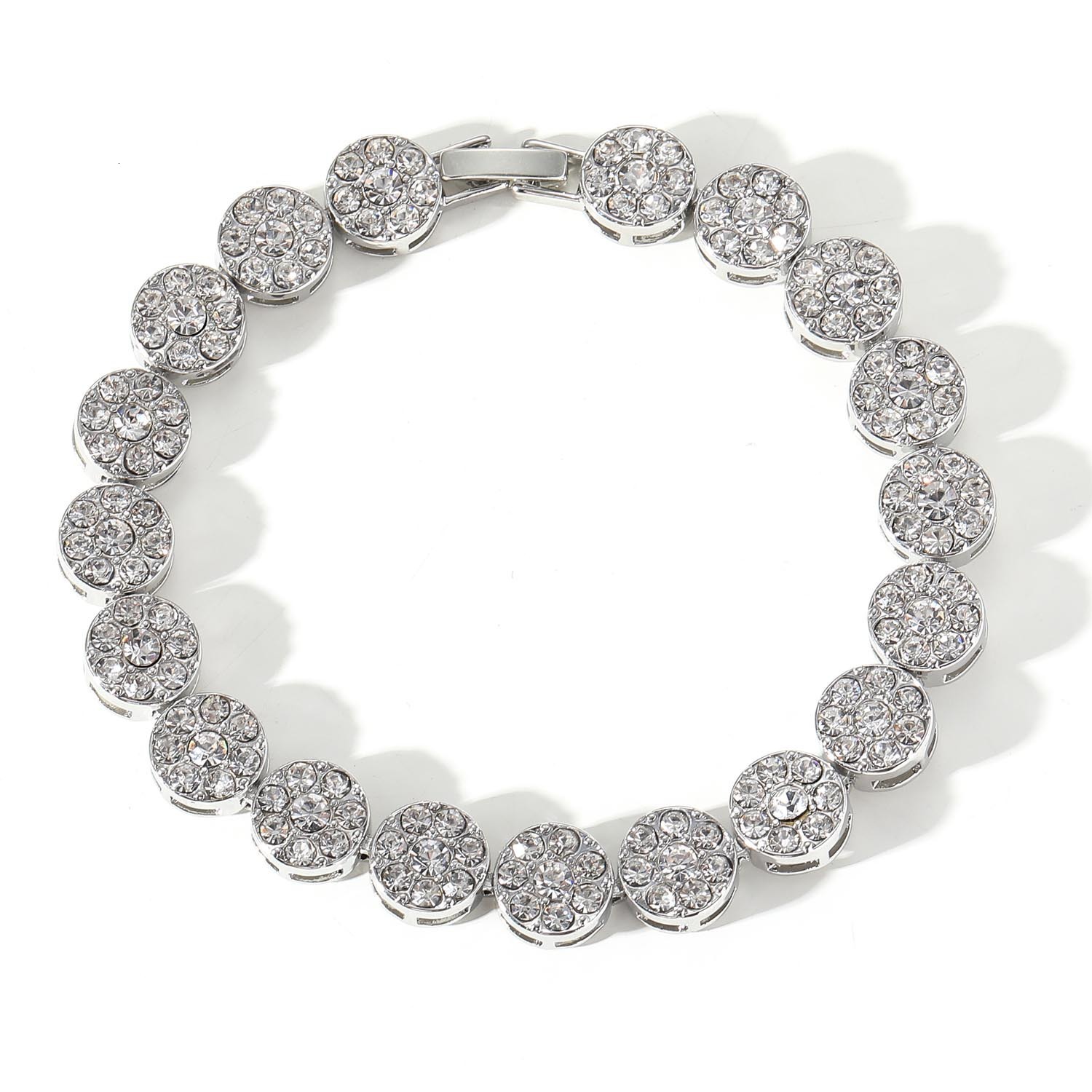Moissanite bracelet 10mm hip hop flower petal round CUBAN CHAIN mens cool hip hop full diamond bracelet moissanite