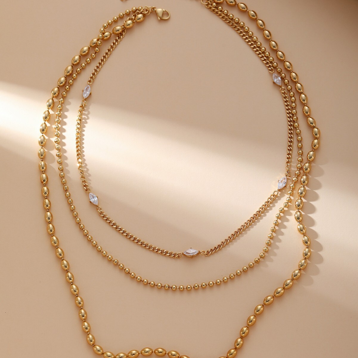 Layered Elegant Round Chain Zircon Necklace Versatile Fashion Women's Party Commuting Jewelry