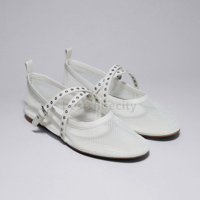 free shipping designer women ballet flats heels loafers womens white black leather sandals elegant classic business summer mesh breathable luxury shoe