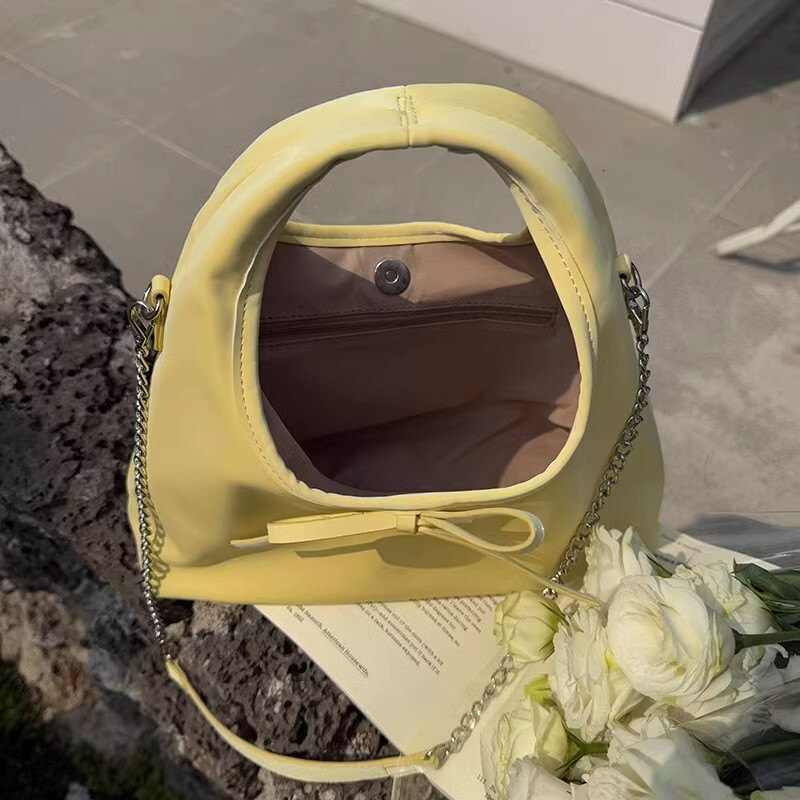 designer Korean Style Simple Casual Crossbody Bag Shoulder Bag 2025 Spring New Sweet Strap Bowknot Handbag for Women