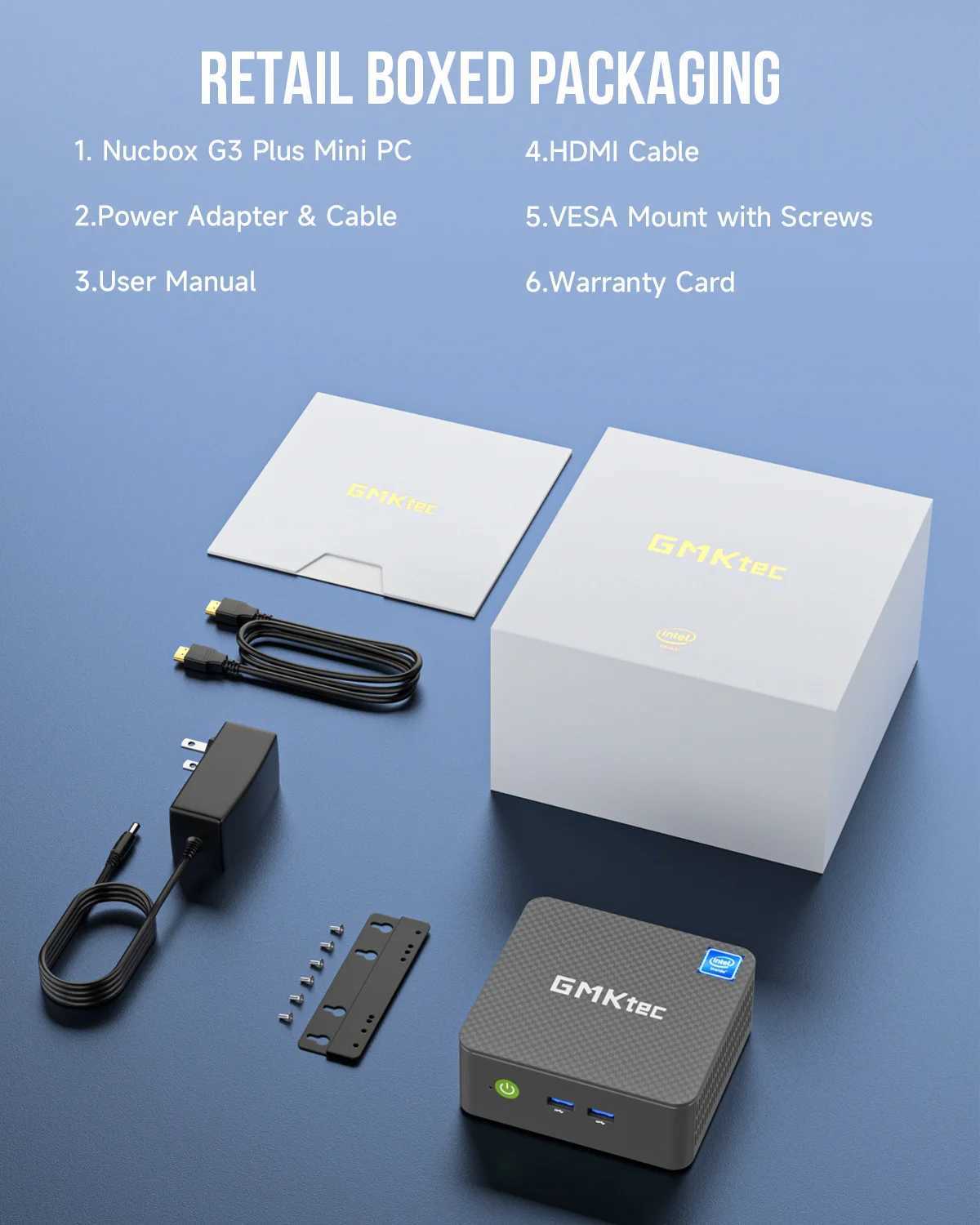 GMKtec G3 Plus Latest Twin Lake N150 Mini PC DDR4 3200MHz NVMe SSD WiFi6 BT5.2 Windows 11 Pro 2.5G RJ45 Desktop Office Computer X250602