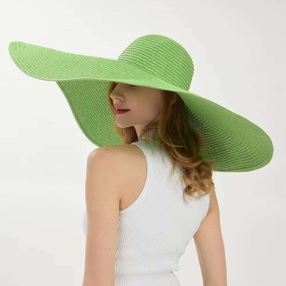 New Summer Beach Women 25 CM Brim Large Hat Fashion Party Travel Panama Ladies Wholesale Paper Straw Hats Oversized