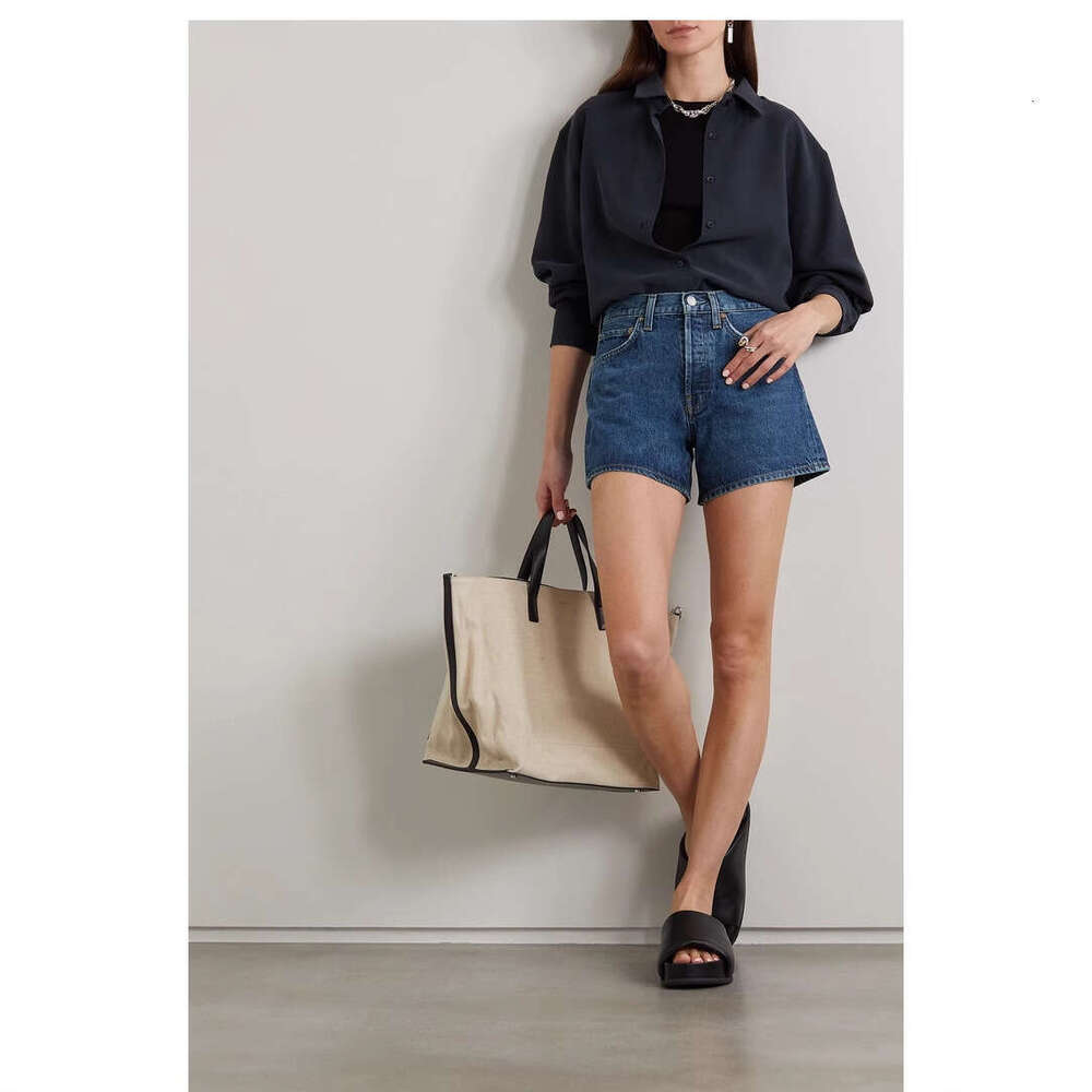 Denim Shorts Jeans Shorts Spring Summer New AG Wu Qianyu And Jessica Henne Same Style Dark Blue High Waisted Frayed Denim Shorts For Women Ripped Shor