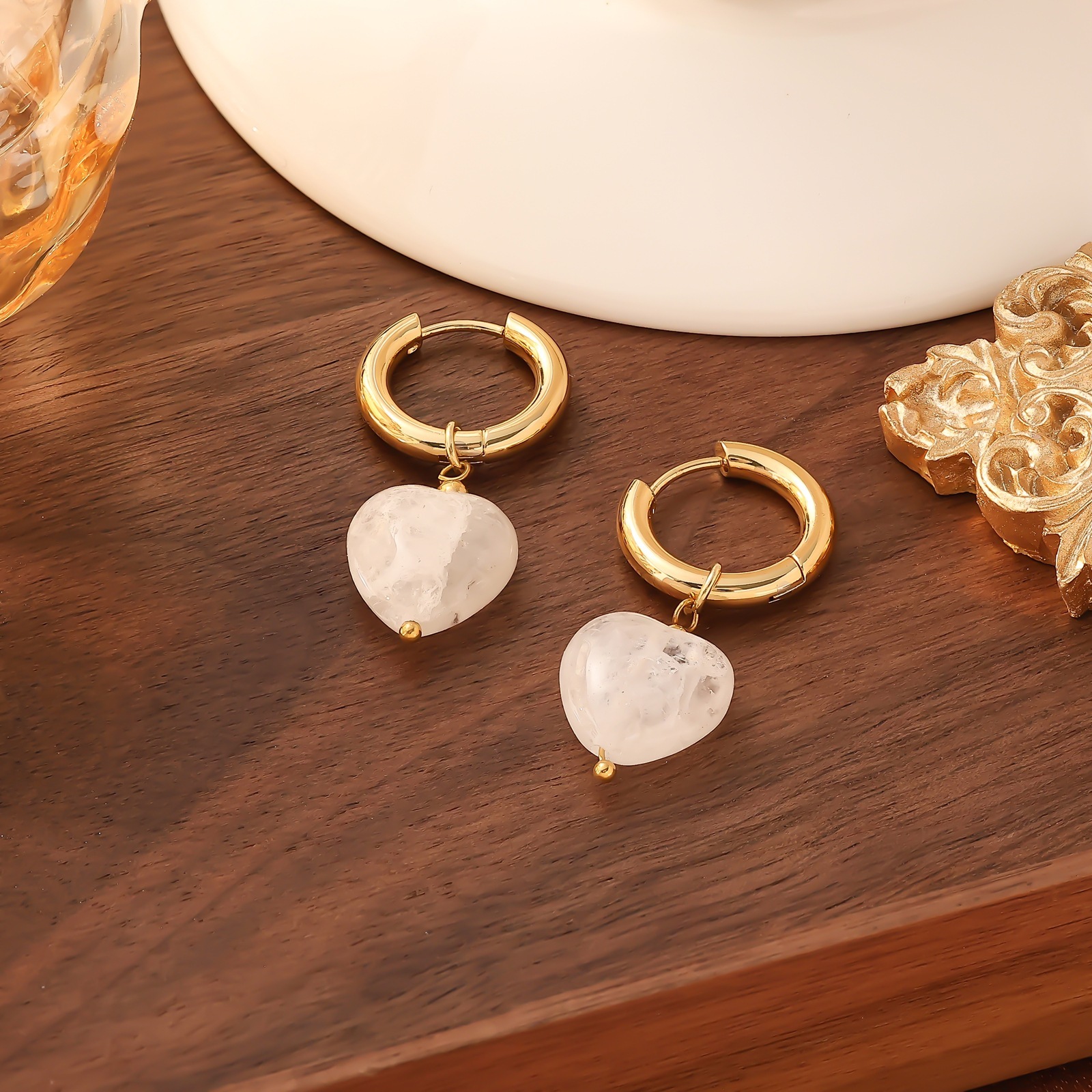 Gold Stainless Steel Hoop Colorful Earrings Jewelry