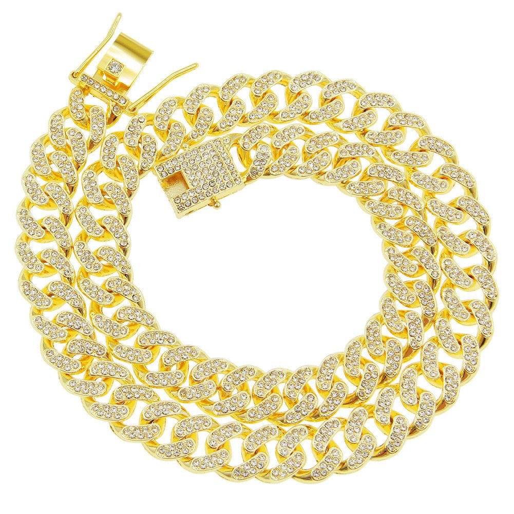 Fashion Hip Hop 5CZ Stone Bg Iced Out Cuban k Chain Necklace Mens Rap Singer Jewelry