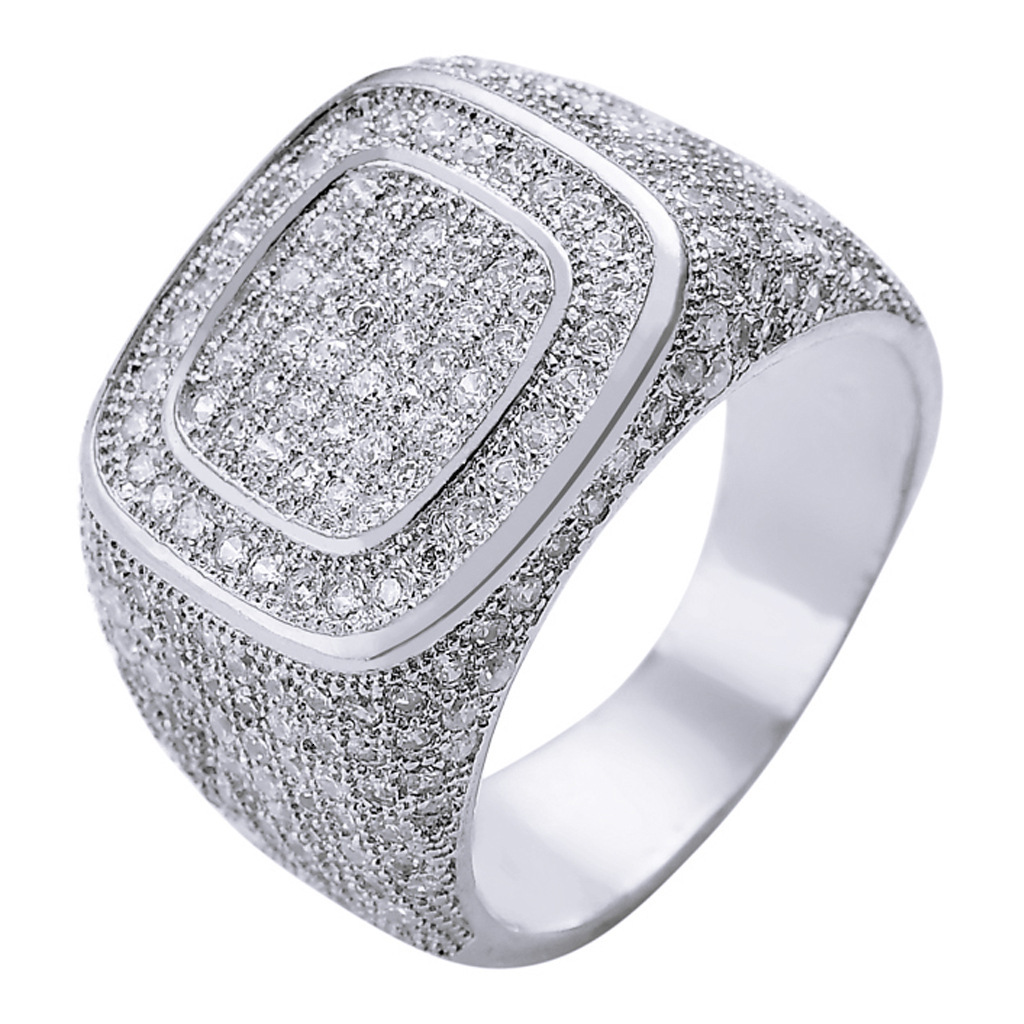 Gold Plated Micro Set Moissanite Ring Hiphop Moissanite Ring Mens Full Diamond Ring moissanite