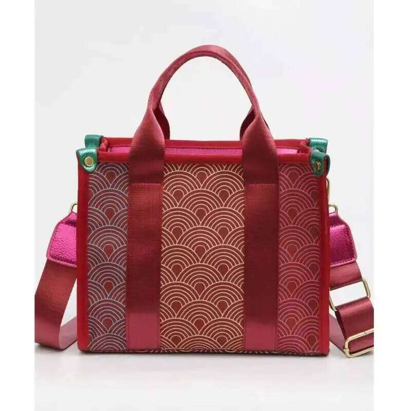 Versatile Color Blocked Handbag Women's Large Capacity Diagonal Strap Crossbody Square Fashion Geometric Patterns Shoulder Bag
