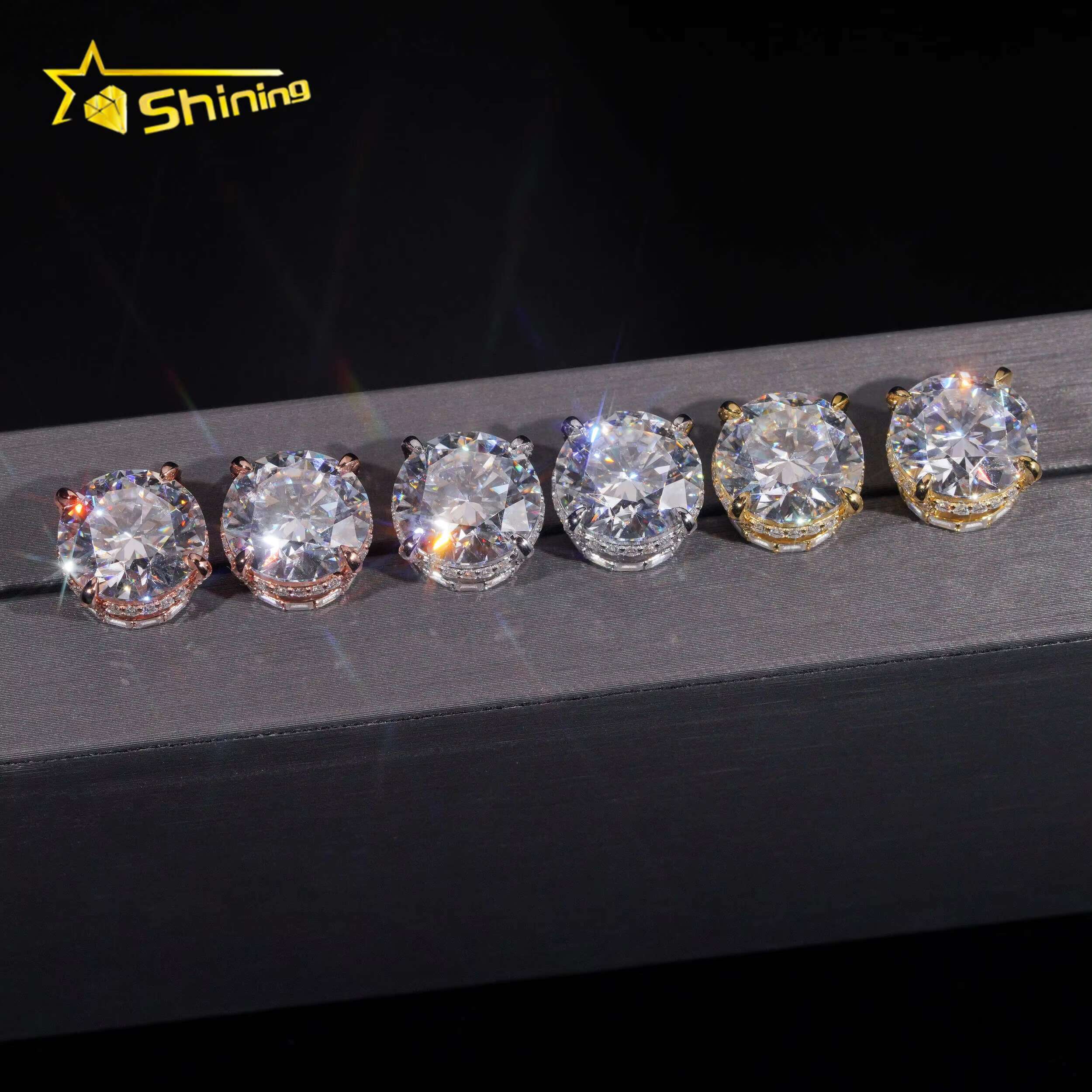 GRA Certificate High Quality Luxury Big Size 13mm Diamond Iced Out 925 Silver Stud Moissanite Hip Hop Earrings