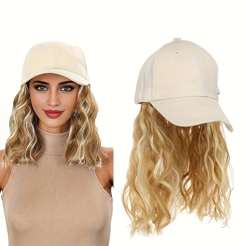 Hat Wig for Women Short Wave Baseball Cap Wig with Curly Synthetic Hair Extensions Adjustable Brown Black Baseball Hat Wig 250530