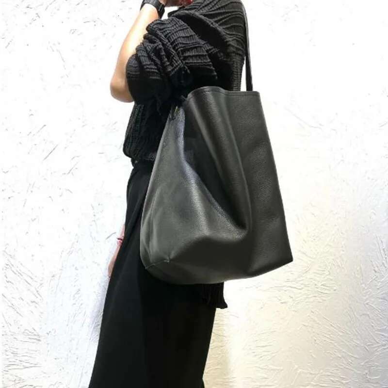 women's large capacity commuting Tote high-quality head layer cowhide bucket bag one shoulder handbag lazy wind