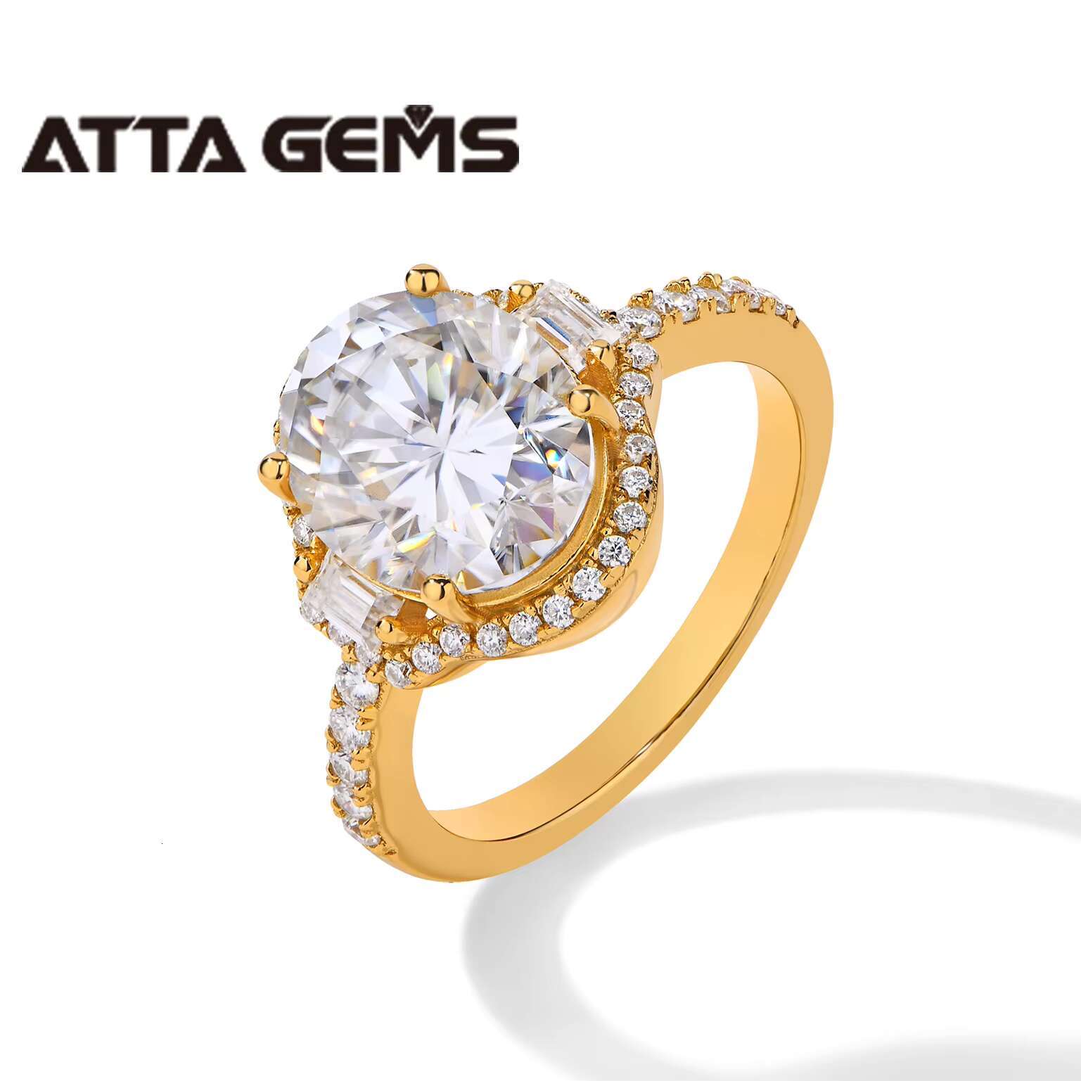 ATTA 5CT Oval Cut Moissanite Solitaire Ring for Women D Color Diamond Ring S925 Sliver 10K 14K 18K Gold Wedding Ring