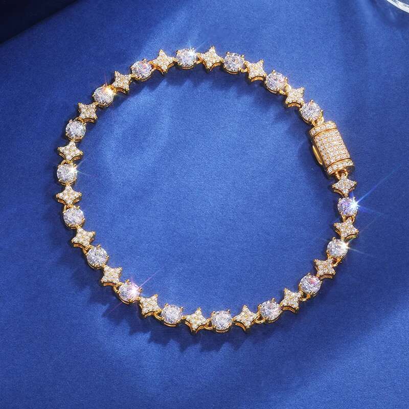 6mm Iced Out Bling Moissanite Bracelet 925 Sterling Silver For Women Exquisite Party Wedding Girlfriend Valentines Day Jewelry