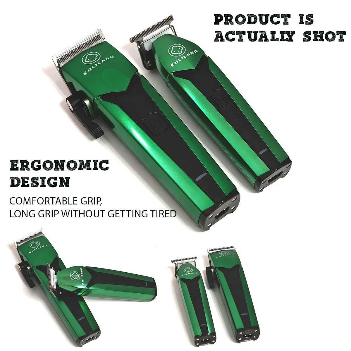 KULILANG R66 Green Professional Oil Head Gradient Electric Hair Clipper Titanium Plated Ceramic Blade 7200rpm Hair Salon Trimmer S2562 - view 6