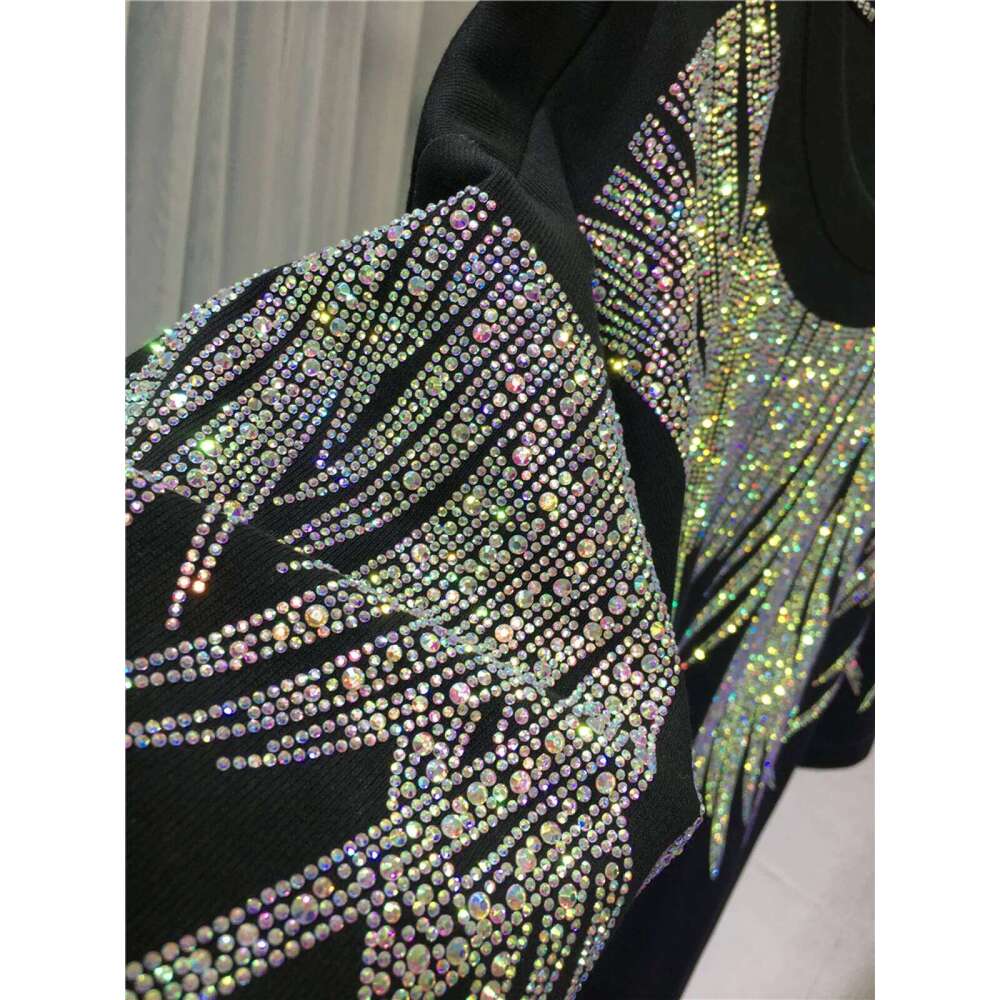 Rhinestone Brand Tshirt Dresses for Women New Elegant Evening Party Short Sleeve Loose Fit Y2K Womens Plus Size Clothing