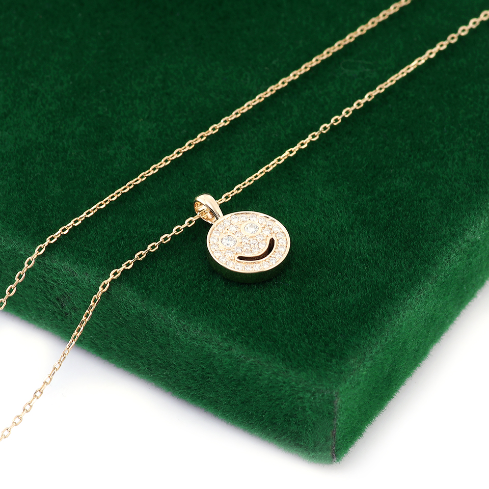 Provence Jewelry Custom Happy Smiley Face DEF VVS Lab Grown Diamond Hip-Hop Pendant Funny Face With White Yellow Rose 10k 14k 18k Solid Gold Options