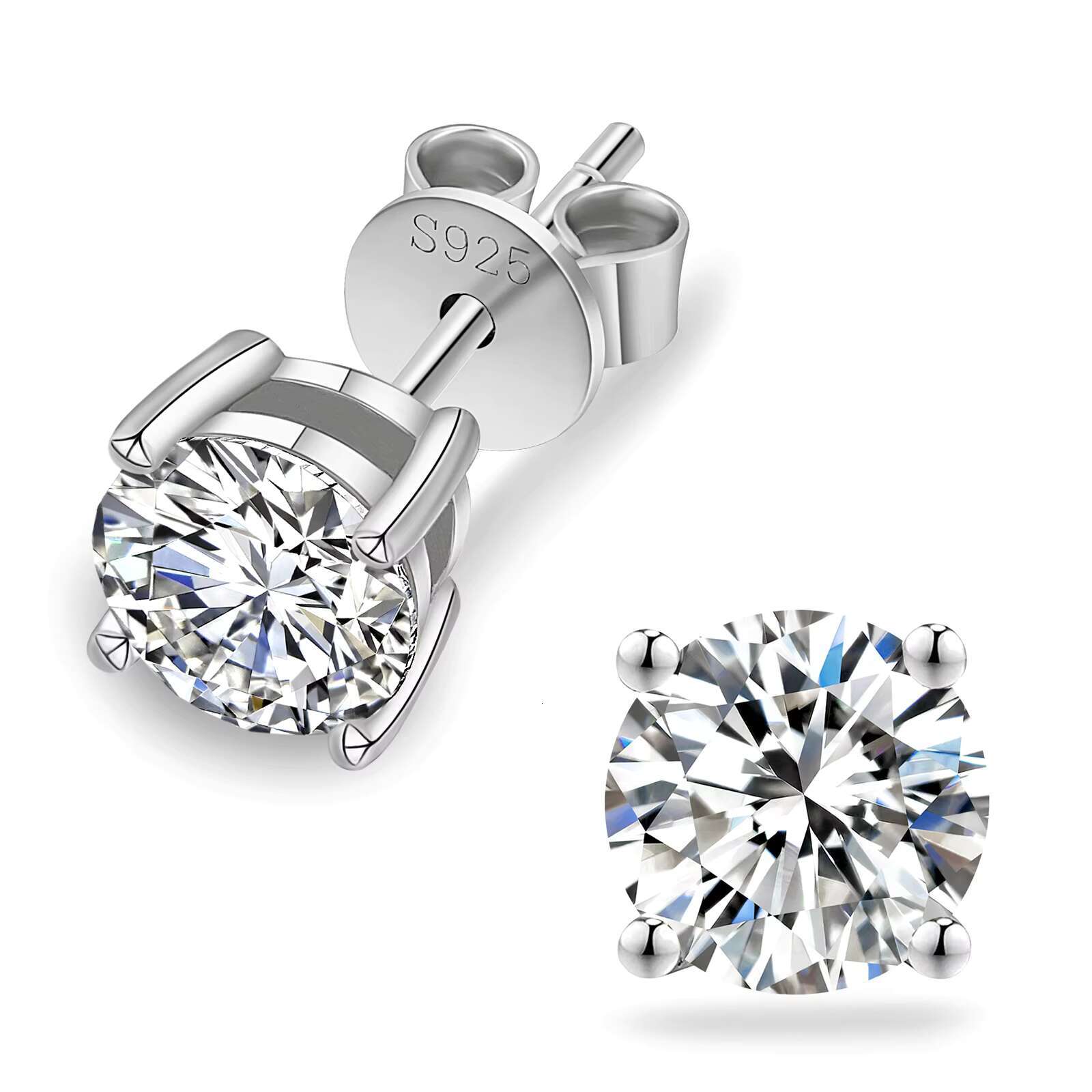 KRKC Wholesale VVS1 0.5ct 0.6ct 0.8ct 1.0ct 925 Sterling Silver Diamond Men Earring Moissanite Wedding Stud Earrings for Bride