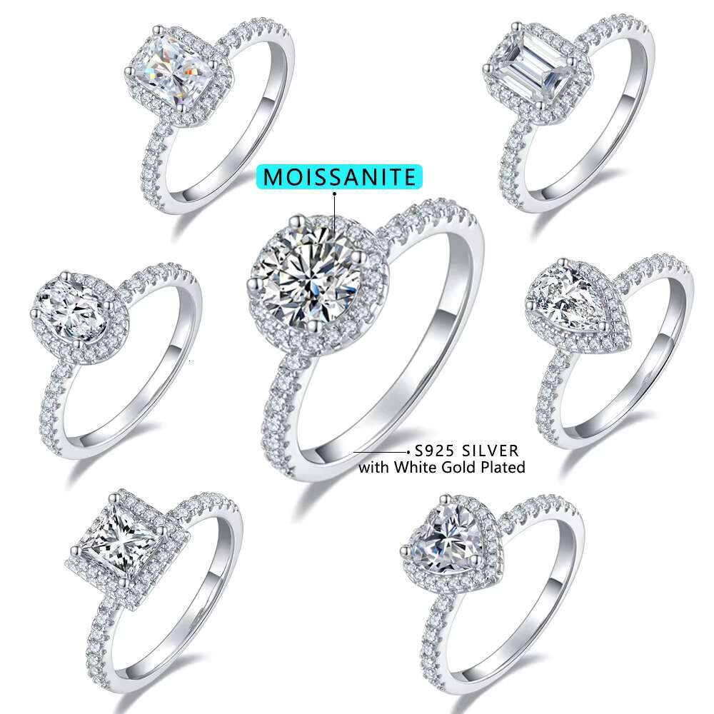 2024 New Engagement Moissanite Diamond Ring 925 Sterling Silver Lady Wedding Moissanite Ring with GRA Certificate