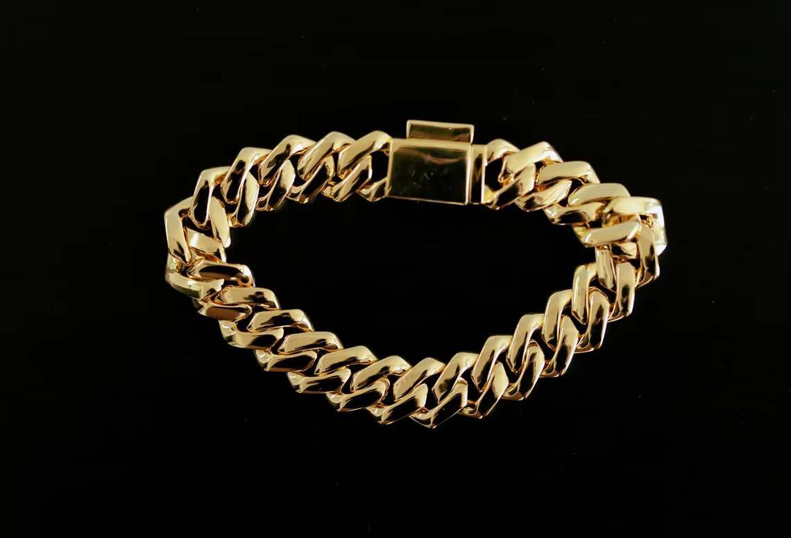 10MM Cuban Chain Him, VVS Moissanite Dia Gold Plated Bracelet for Gift