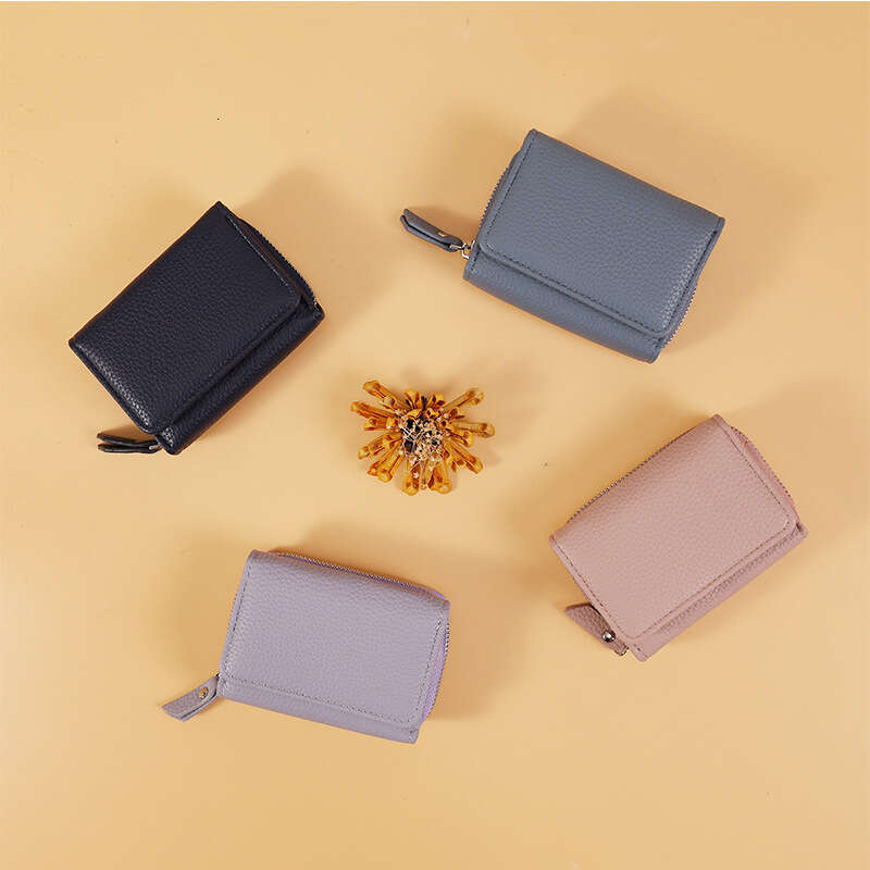 Japanese Style Genuine Leather Mini Wallet for Women, Short Large Capacity Creative Purse, Coin Bag, Card Holder