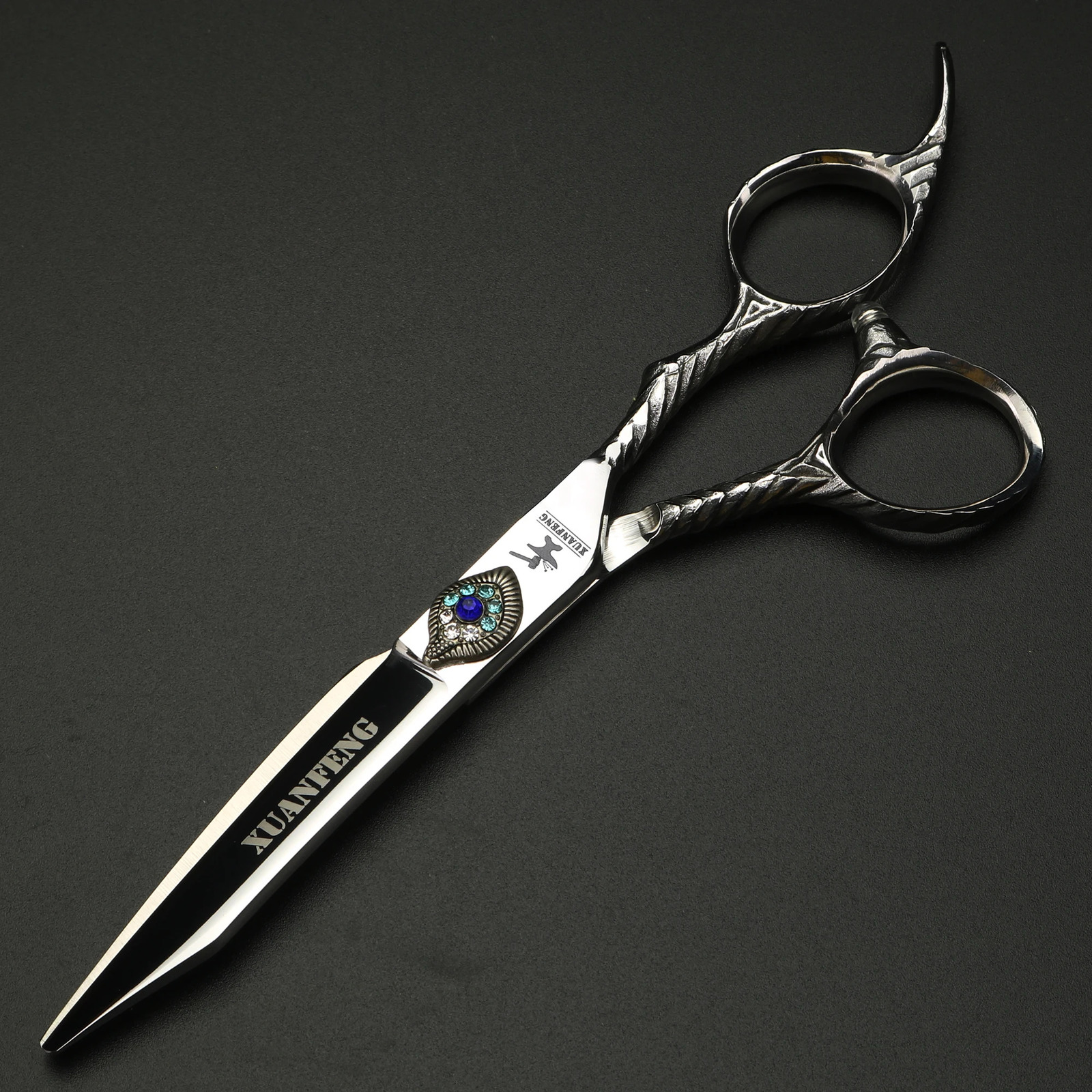 Silver Peacock Screw Barber Cutting and Thinning Scissors 6-inch Japanese 440C Steel Hair Scissors 250530