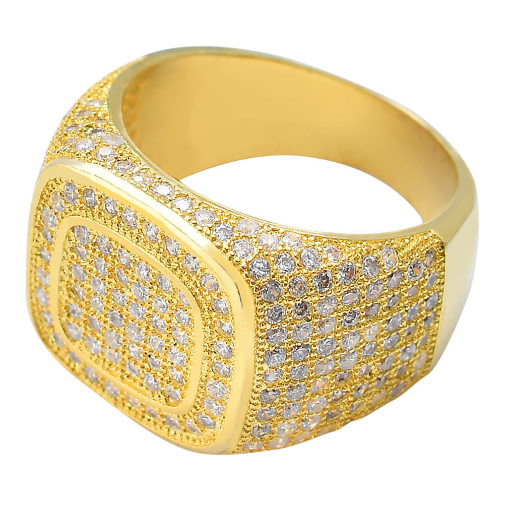 Gold Plated Micro Set Moissanite Ring Hiphop Moissanite Ring Mens Full Diamond Ring moissanite