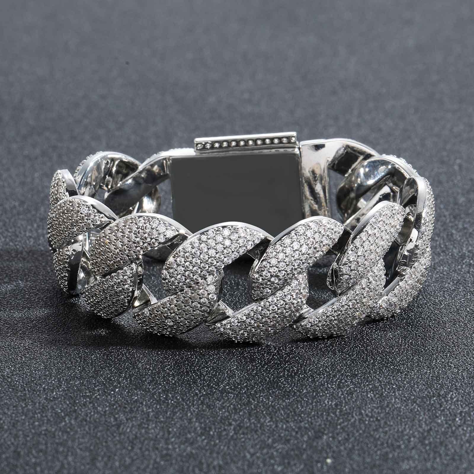 Hip Hop Bracelet 22mm Wide Bubble Cuban Chain 5 Row Diamond Personality Bold Trendy Moissanite Mens Bracelet moissanite