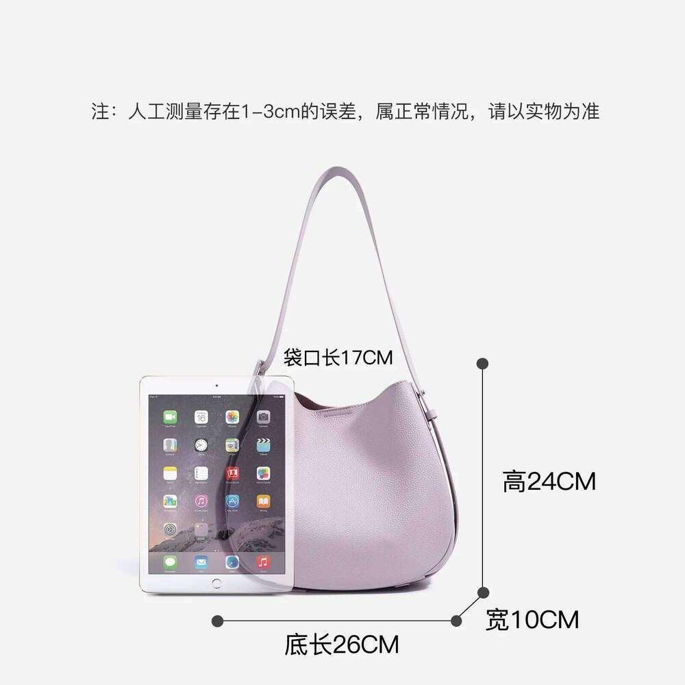 Niche Ladies Wide Strap Commuter Shoulder Large Capacity Leather Crossbody Women Simple Tote Bucket Bag Female