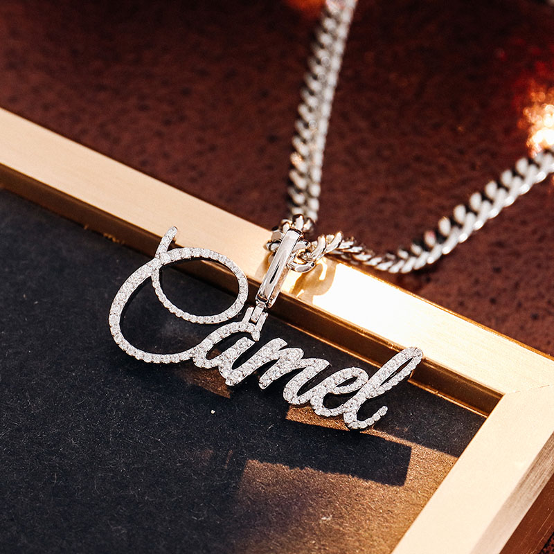 Provence Jewelry Customized Luxury Jewelry Sterling Silver With 14K Gold Plated Letter Pendant Necklace Hip Hop Iced Out DEF VVS Moissanite Initial Na
