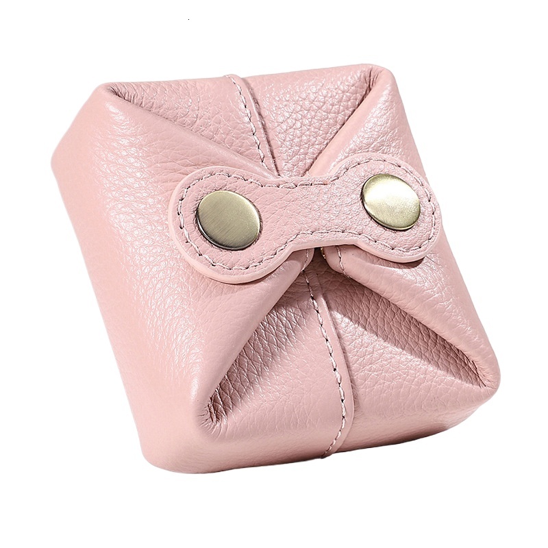 designer Cross-Border Genuine Leather Coin Purse for Women, Mini Square Bag with Four-Button Closure, Coin, Lipstick, Earphone, Data Cable, Anti-Lost 