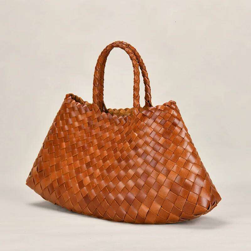 New Dragon Woven Genuinue Leather Handmade Women's Tote Genuine Cowhide Basket Purse French Style Shoulder Bag High Quality