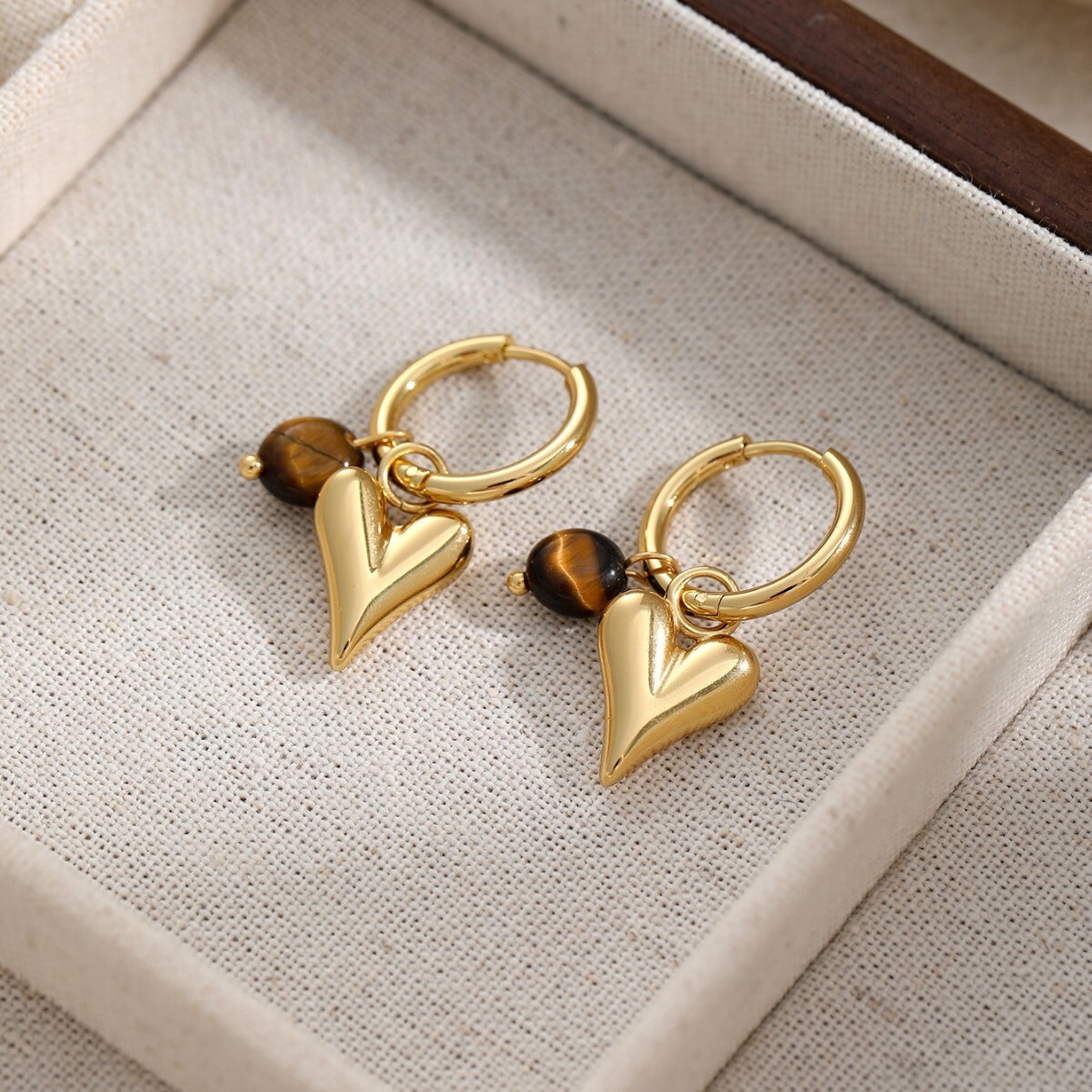 Stainless Simple Round Bead Snake Chain Jewelry Fashion Titanium Steel Non-Fading Sharp Mouth Heart Earrings Ear Studs