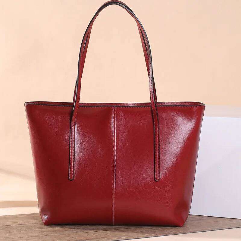 Genuine Leather Women's Large Capacity Tote Bag Women Fashion High quality Cowhide hand shoulder Commuter shopping bag