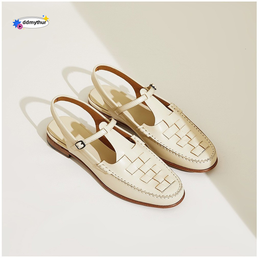 2023 Spring/Summer New Fashion Breathable Sandals Lightweight Flat Buckle Casual One-Strap French Style Women's Shoes ddmythur