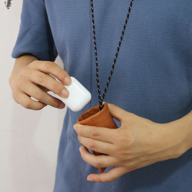 Unisex Neck Hanging Earphone Key Bag Small Storage Wallet PU Leather Card Holder Novelty Mini Coin Purse