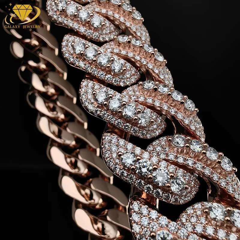 Fashion Jewelry VVS Moissanite Necklace 925 Silver Borderless Iced Out Hiphop Cuban Link Chain for Men