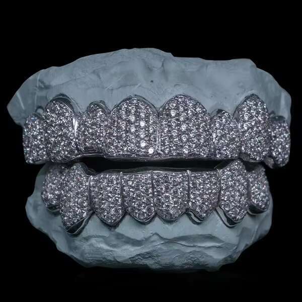 Hip-hop braces Fine Jewelry Hip Hop Moissanite Grills Custom 14k 18k Solid Gold Iced Out D VVS Moissanite Diamond Teeth Grillz for Teeth Single