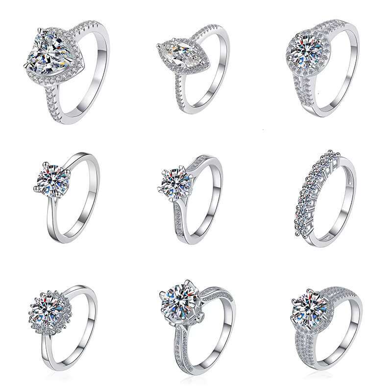 Wholesale Custom Design Oval Round Pear Cut Real Silver 925 Sterling Fine Jewelry Moissanite Diamond Rings for Men Women