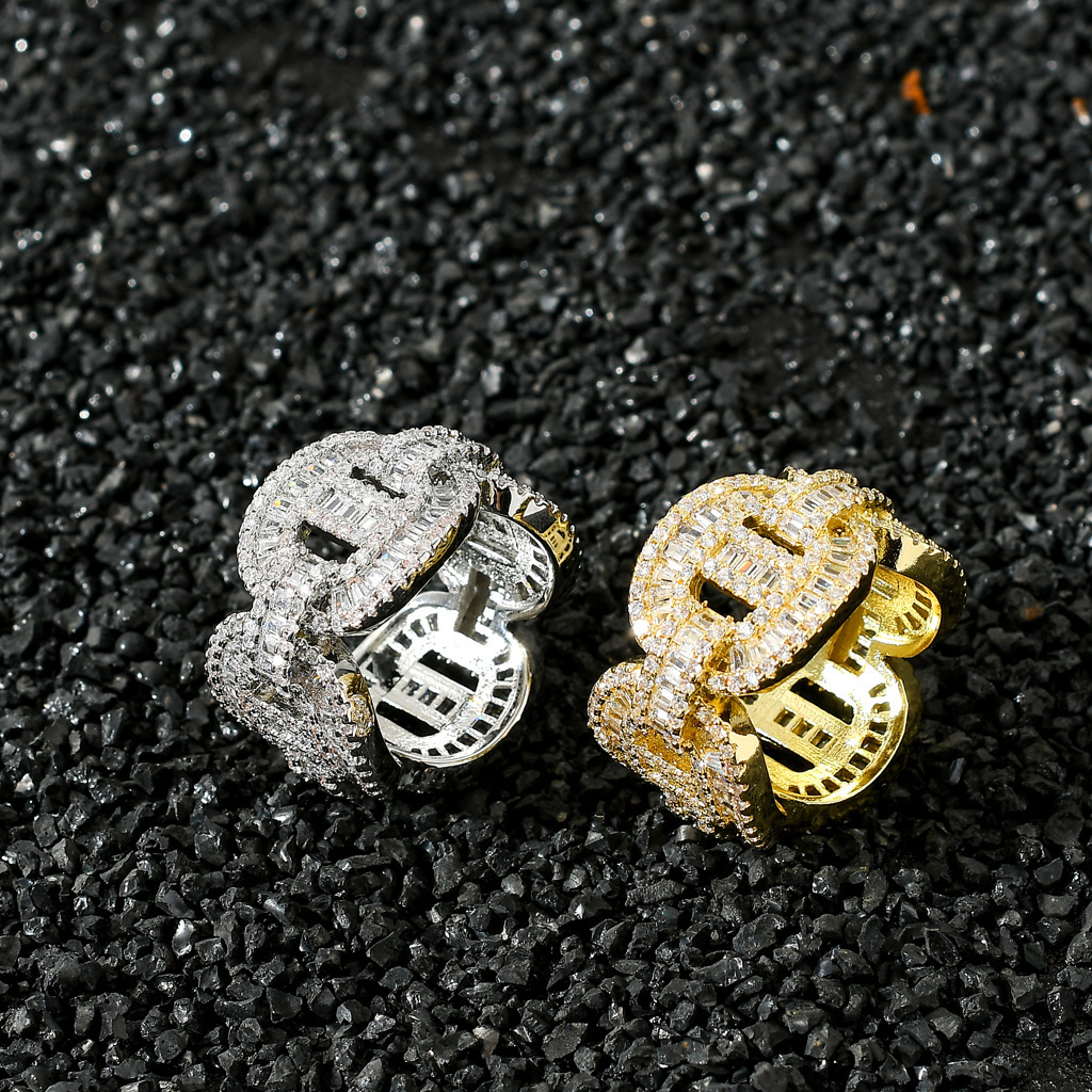 Hip hop ring T square ring with Moissanite tide brand personalized mens ring accessories moissanite