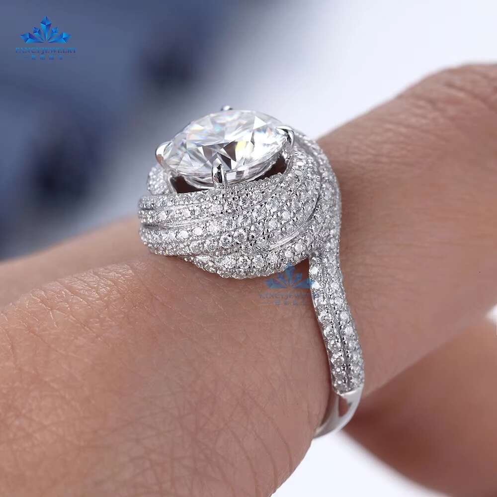 Wuzhou Fancy Jewelry Solid Gold Ring Women Diamond Ring Real Lab Moissanite Diamond 18k Gold Ring