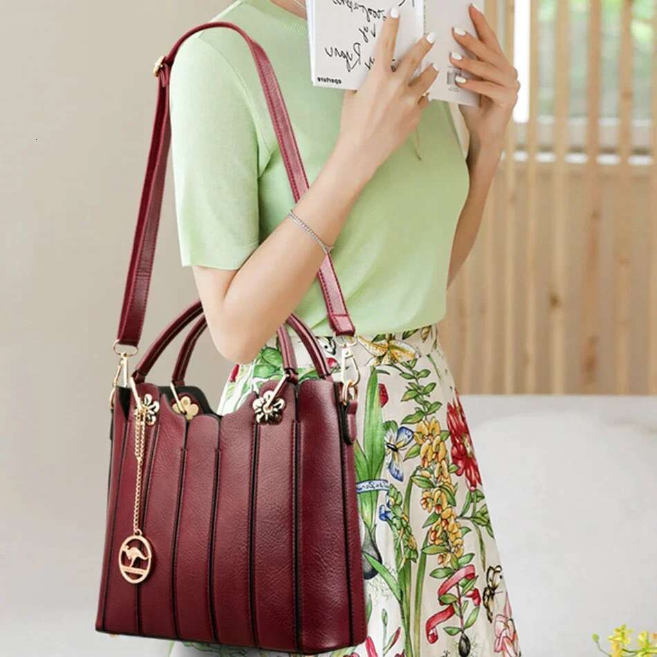 Genuine Brand 3 Layers Large Capacity Tote Bag High Quality Leather Handbags Shoulder Crossbody Bags for Women New 2024