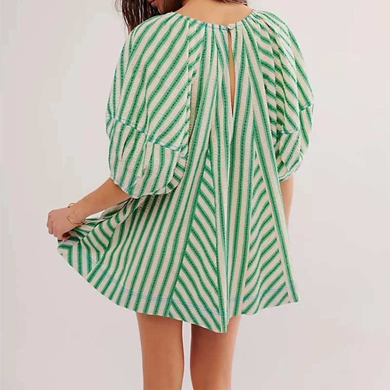 Women Summer Short Boho Jumpsuit Striped Half Sleeve V Neck Tie Up Playsuit Casaul Loos Fit Bodycon Female Overalls Outfits 250528