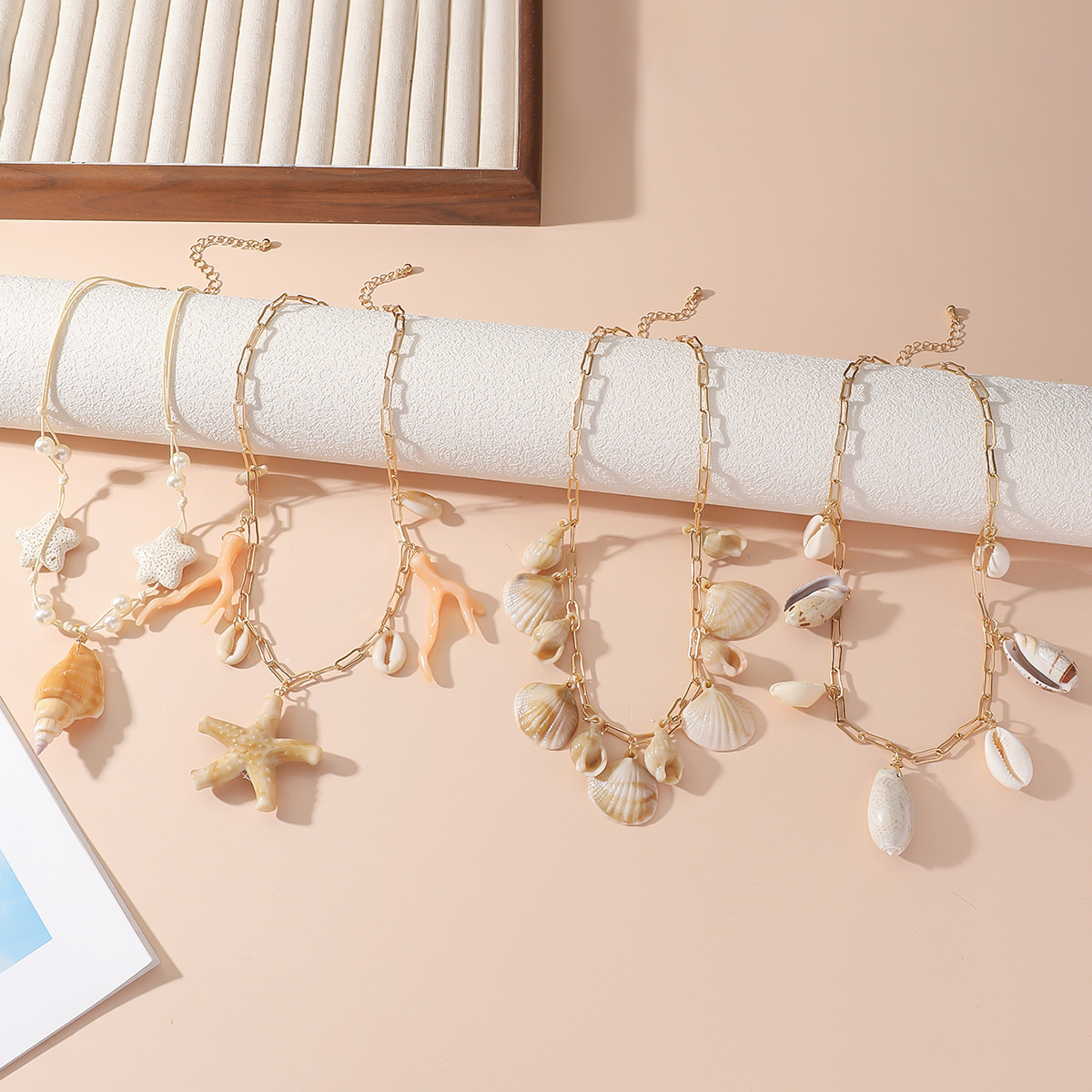 Ladies' starfish shell beach personalized simple pendant necklace, internet famous collarbone chain