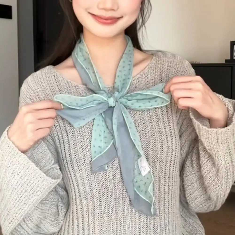 2025 Summer Chiffon Long Silk Scarf Polka Dot Neckerchief Multifunctional Neck Scarves Womens Headband Tie Hair Towel W250602