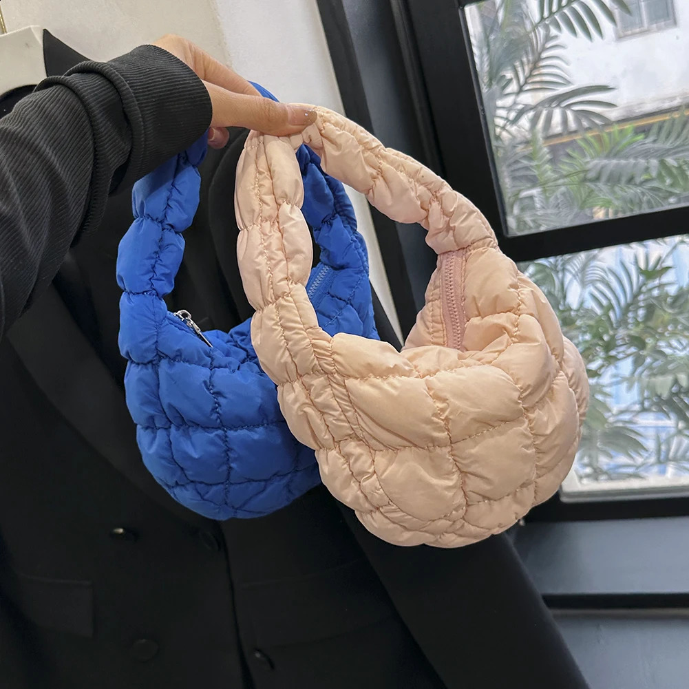 Mini Cloud Pleated Bags for Women Casual Quilted Handbag Nylon Padded Handle Bags Soft Puffy Bag Underarm Bag 250530