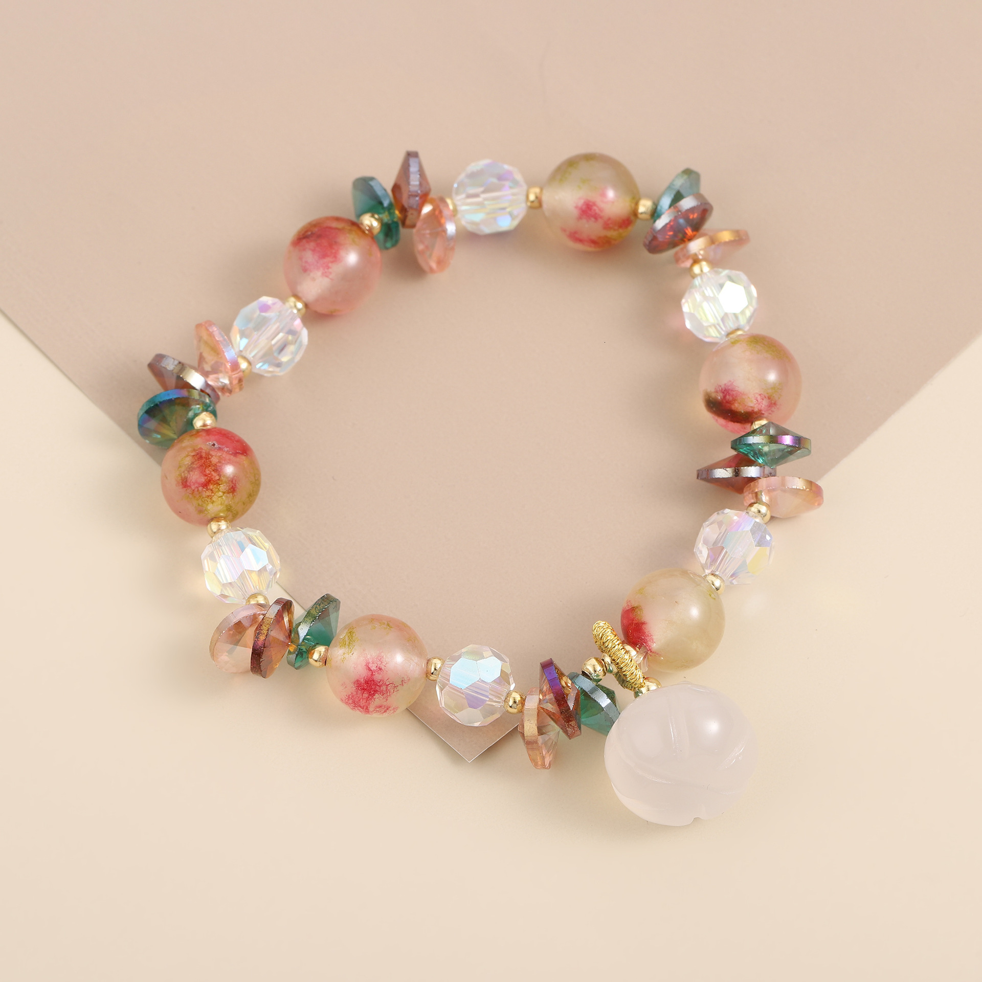 Fashionable rural women's style with colorful electroplated white crystal jade pendant