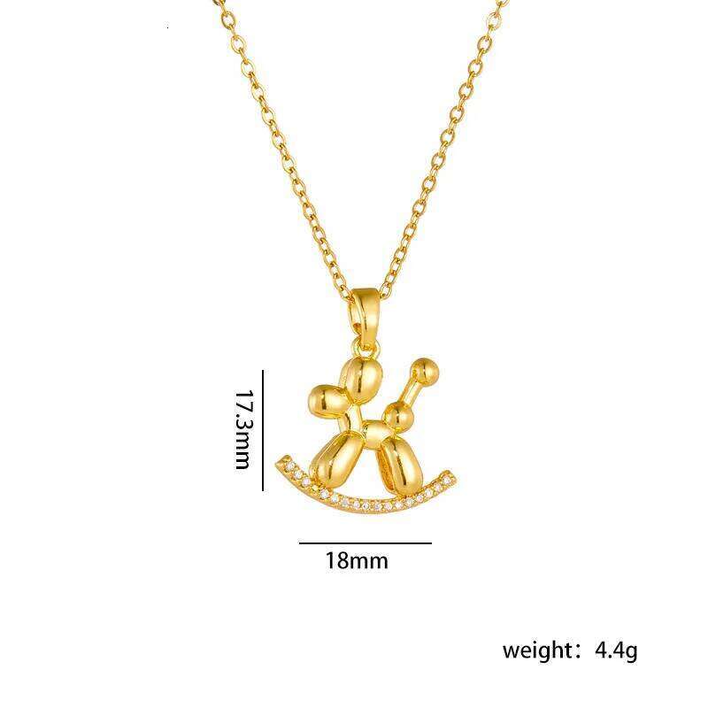 Cute Balloon Dog Pendant Necklace - Versatile Stainless Steel Collarbone Chain Jewelry Accessory For Trendy Fashion Enthusiasts