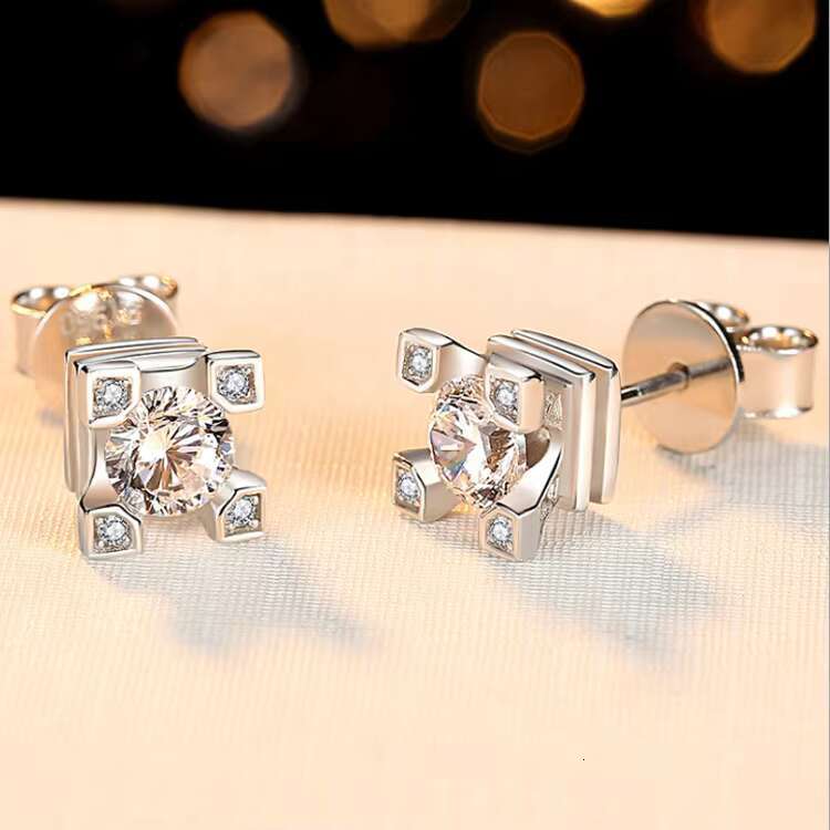 Lab Created Moissanite Sterling Silver Stud Earrings Elegant and Luxurious Jewelry